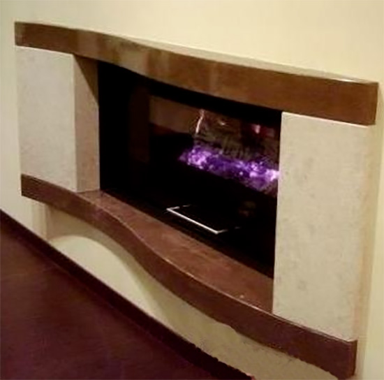 Gaskamin mit Scheibe zum hochschieben